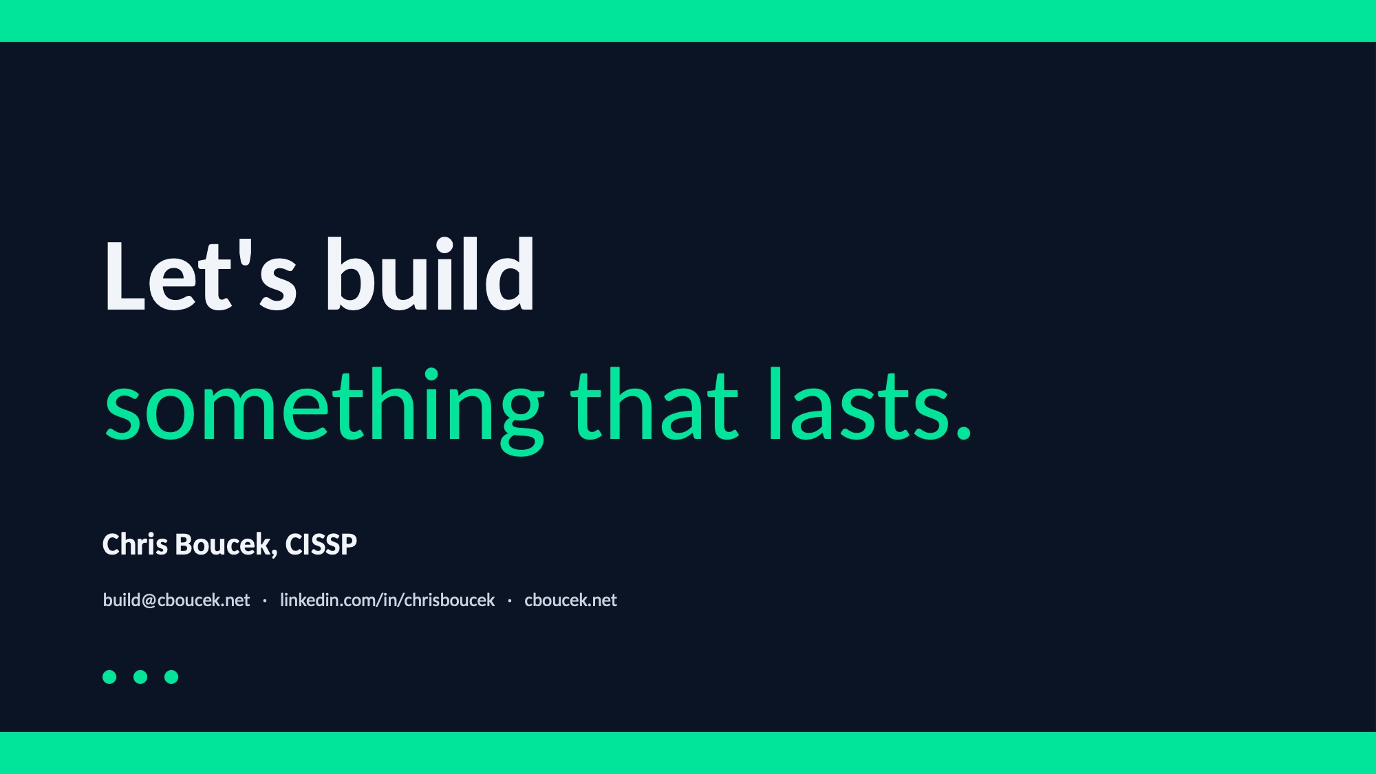 Closing — let's build something that lasts